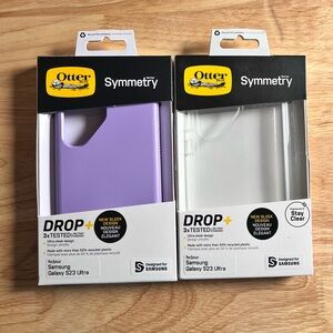 Lot of 2 Samsung Galaxy S23 Ultra OtterBox Symmetry Series Case Purple and Clear